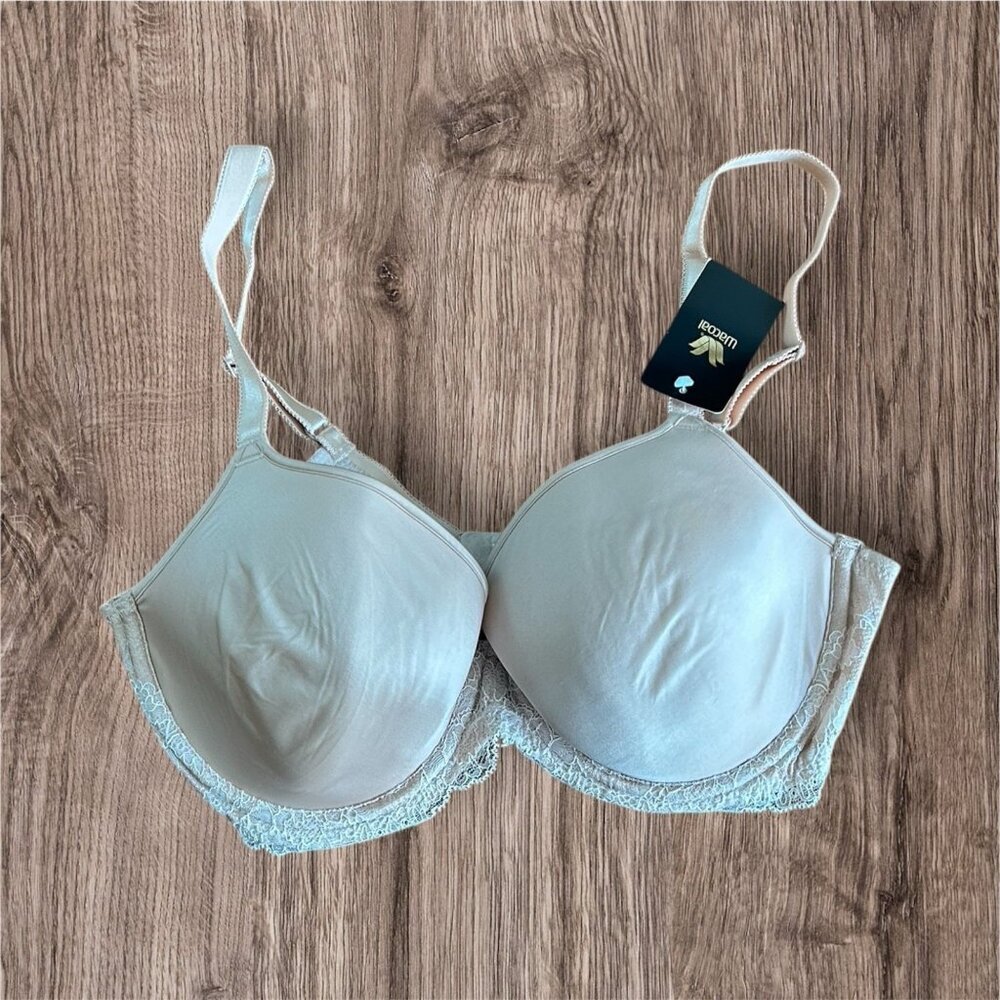Wacoal‎ 34DD Lace Underwire Bra Nude Lightly Padded Floral NWT